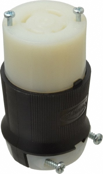 Bryant Electric Locking Inlet: Plug, Industrial, L19-20P, 277 & 480V, Black & White - 71920NP