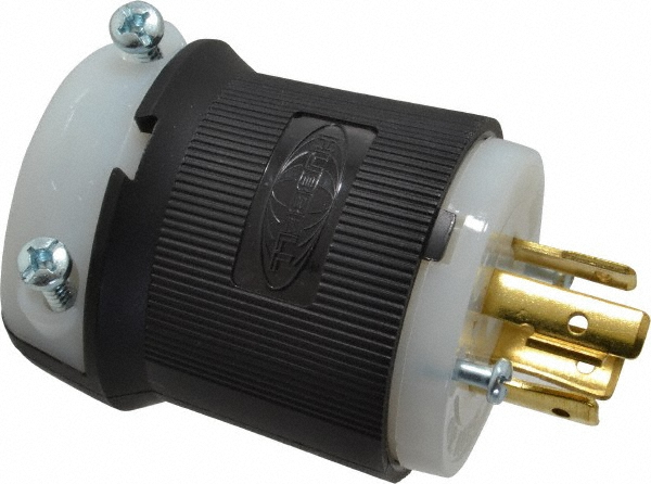 Bryant Electric Locking Inlet: Plug, Industrial, L19-20P, 277 & 480V, Black & White - 71920NP