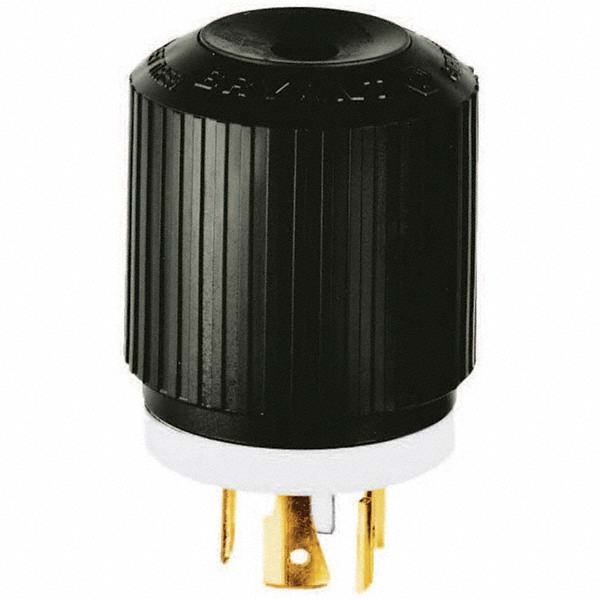 Bryant Electric Locking Inlet: Plug, Industrial, L19-20P, 277 & 480V, Black & White - 71920NP