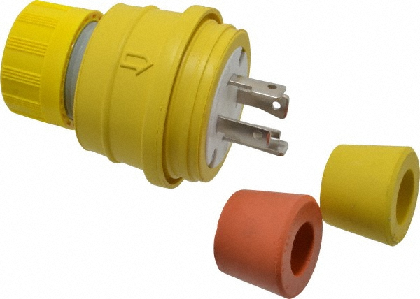 Bryant Electric Locking Inlet: Plug, Industrial, L19-20P, 277 & 480V, Black & White - 71920NP