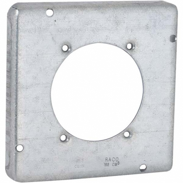 Hubbell-Raco Electrical Device Box: Steel, Square, 4.69" OAH, 4.688" OAW, 2.188" OAD, 2 Gangs - 258