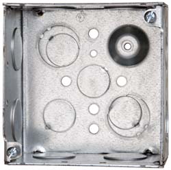 Hubbell-Raco Electrical Device Box: Steel, Square, 4.69" OAH, 4.688" OAW, 2.188" OAD, 2 Gangs - 258