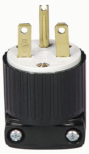 Cooper Wiring Devices Straight Blade Plug: Industrial, 6-15P, 250VAC, Black & White - 5666