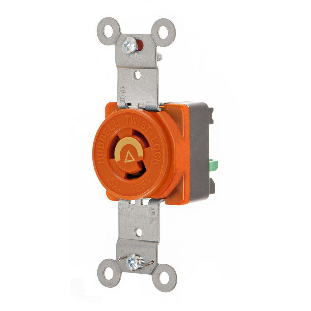 Hubbell Wiring Device-Kellems Twist Lock Receptacles: Receptacle Type: Single; Mount Type: Panel; Gender: Female; Material: Nylon - HBL4563ST