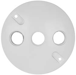 Cooper Crouse-Hinds 3 Outlet, 1/2" Hole Dia, Powder Coat Finish, Round Noncorrosive Weatherproof Box Cover - TP7310