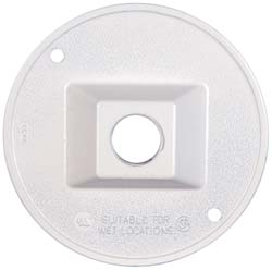 Cooper Crouse-Hinds 3 Outlet, 1/2" Hole Dia, Powder Coat Finish, Round Noncorrosive Weatherproof Box Cover - TP7310