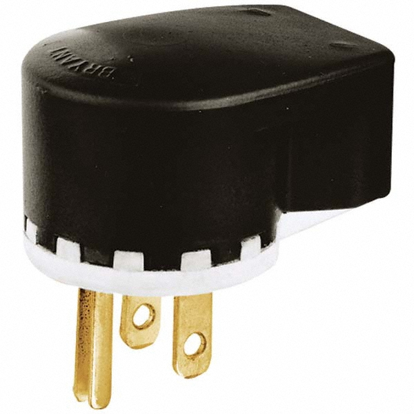 Bryant Electric Straight Blade Plug: Industrial, 5-15P, 125VAC, Black - 5295