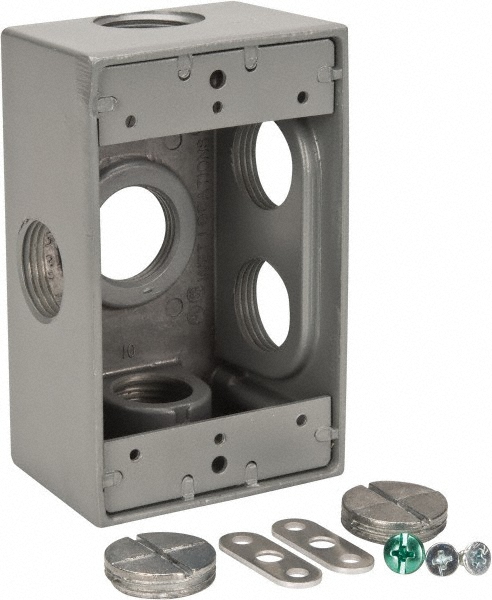Thomas & Betts Electrical Outlet Box: Aluminum, Rectangle, 4-1/2" OAH, 2-1/2" OAW, 2" OAD, 1 Gang - IH6S2-2