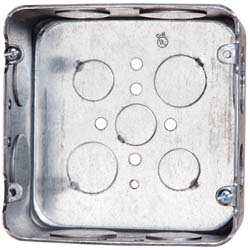 Cooper Crouse-Hinds Electrical Outlet Box: Steel, Square, 4-11/16" OAH, 4-11/16" OAW, 2-1/8" OAD, 1 Gang - TP554