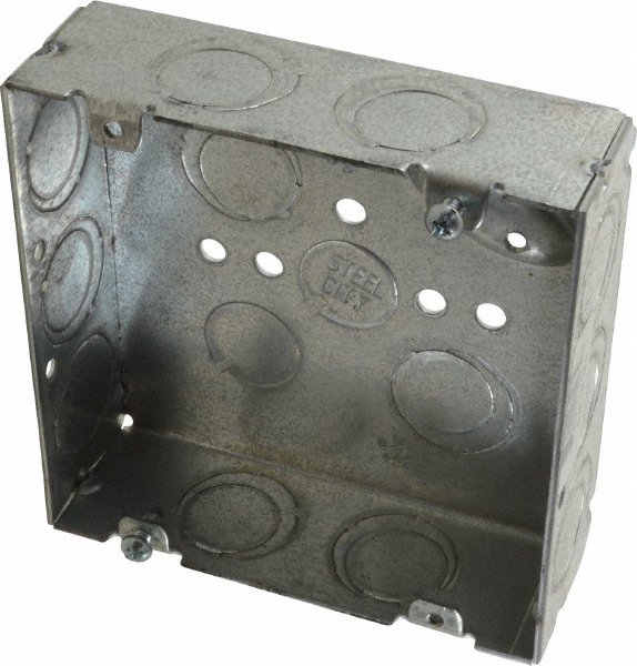 Cooper Crouse-Hinds Electrical Outlet Box: Steel, Square, 4-11/16" OAH, 4-11/16" OAW, 2-1/8" OAD, 1 Gang - TP554