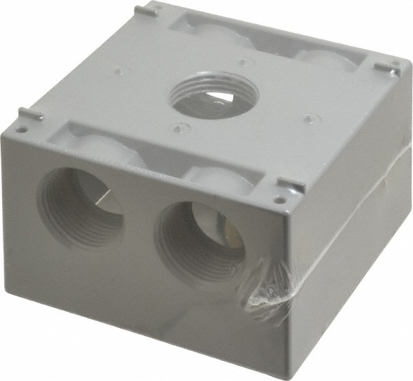 Cooper Crouse-Hinds Electrical Outlet Box: Aluminum, Square, 4-1/2" OAH, 4-1/2" OAW, 2-21/32" OAD, 2 Gangs - TP7142