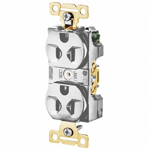 Bryant Electric Straight Blade Duplex Receptacle: NEMA 5-15R, 15 Amps, Grounded - 5242W