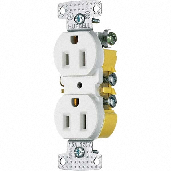 Bryant Electric Straight Blade Duplex Receptacle: NEMA 5-15R, 15 Amps, Grounded - 5242W