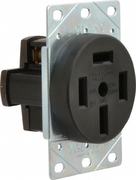 Pass & Seymour Straight Blade Single Receptacle: NEMA 18-60R, 60 Amps, Ungrounded - 3870