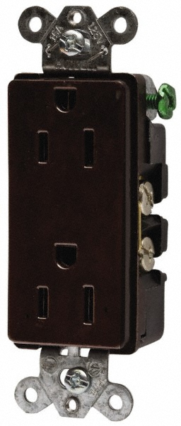 Hubbell Wiring Device-Kellems Straight Blade Duplex Receptacle: NEMA 5-20R, 20 Amps, Self-Grounding - HBL2162
