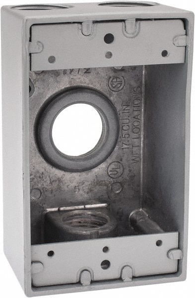 Thomas & Betts Electrical Outlet Box: Aluminum, Rectangle, 4-1/2" OAH, 2-1/2" OAW, 2" OAD, 1 Gang - DIH5-2-LM
