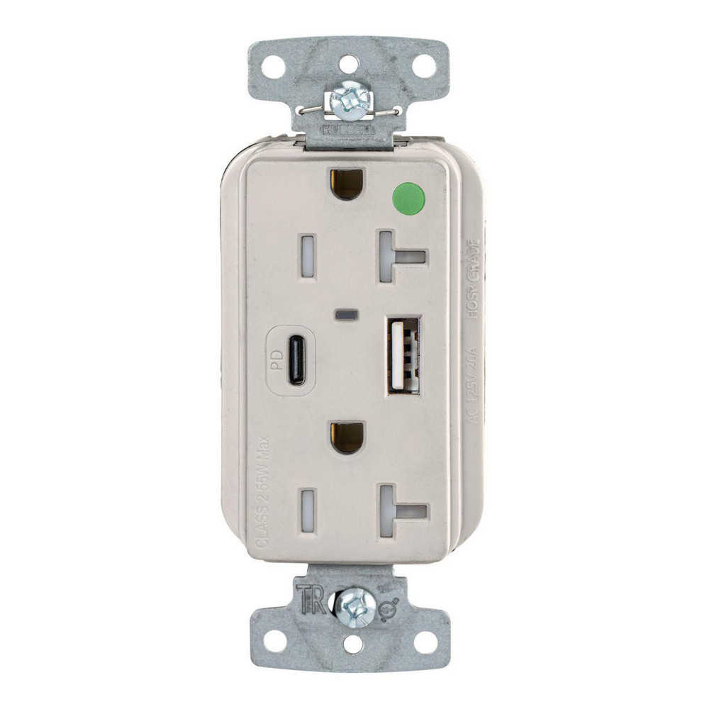 Hubbell Wiring Device-Kellems USB Receptacles: Usb Connection Style: Standard; Number of USB Ports: 2; Number Of Usb Ports: 2; Number Of Receptacles: 2; Charging Power: 1.5 A - USB8300ACPDLA