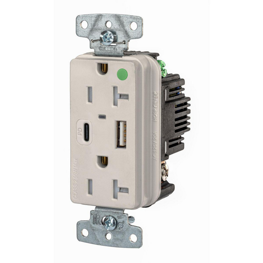 Hubbell Wiring Device-Kellems USB Receptacles: Usb Connection Style: Standard; Number of USB Ports: 2; Number Of Usb Ports: 2; Number Of Receptacles: 2; Charging Power: 1.5 A - USB8300ACPDLA