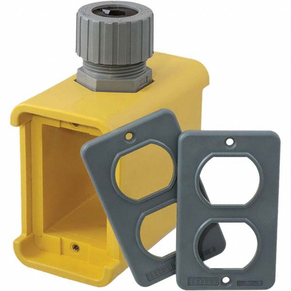 Cooper Wiring Devices Electrical Portable Outlet Box: Thermoplastic, Rectangle, 6-1/2" OAH, 4-1/4" OAW, 2-5/8" OAD, 1 Gang - WD3099BK