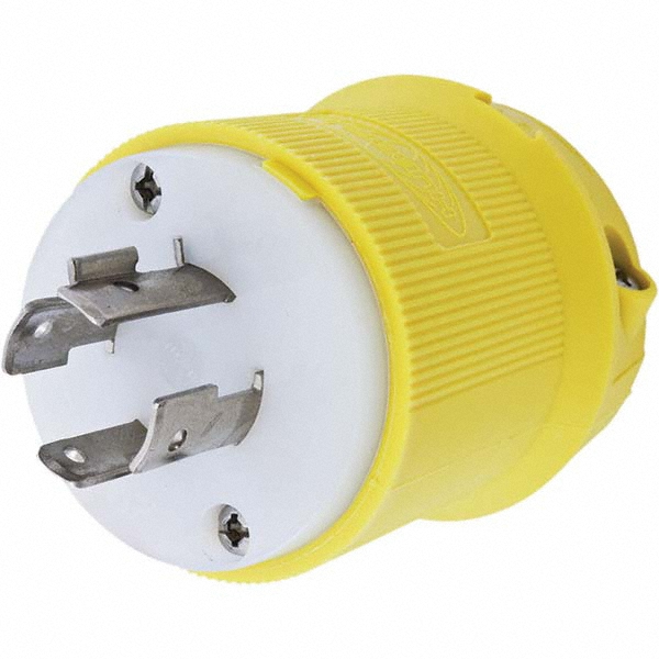 Hubbell Wiring Device-Kellems Locking Inlet: Plug, Marine, L14-20P, 125 & 250V, Yellow - HBL24CM11