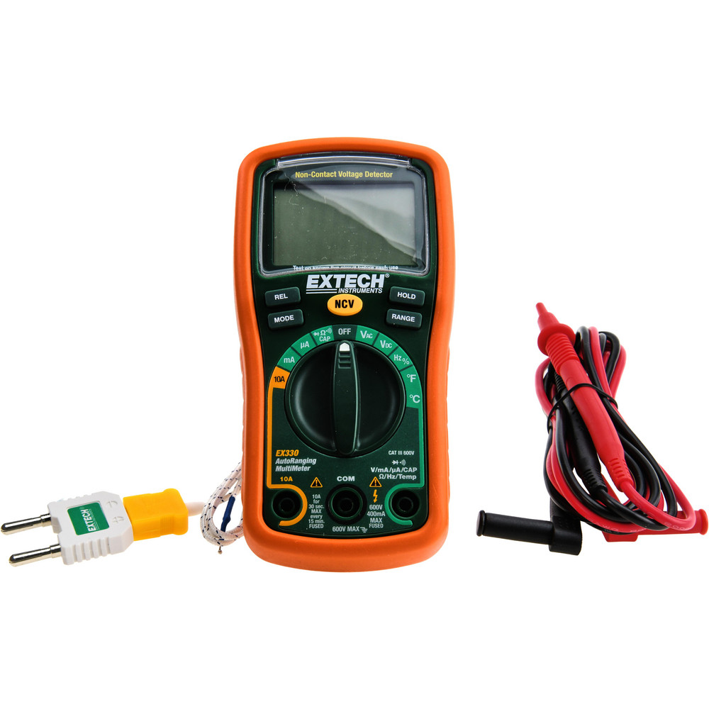 Extech CAT III, Digital & True RMS Multimeter: 600 VAC/VDC - EX355
