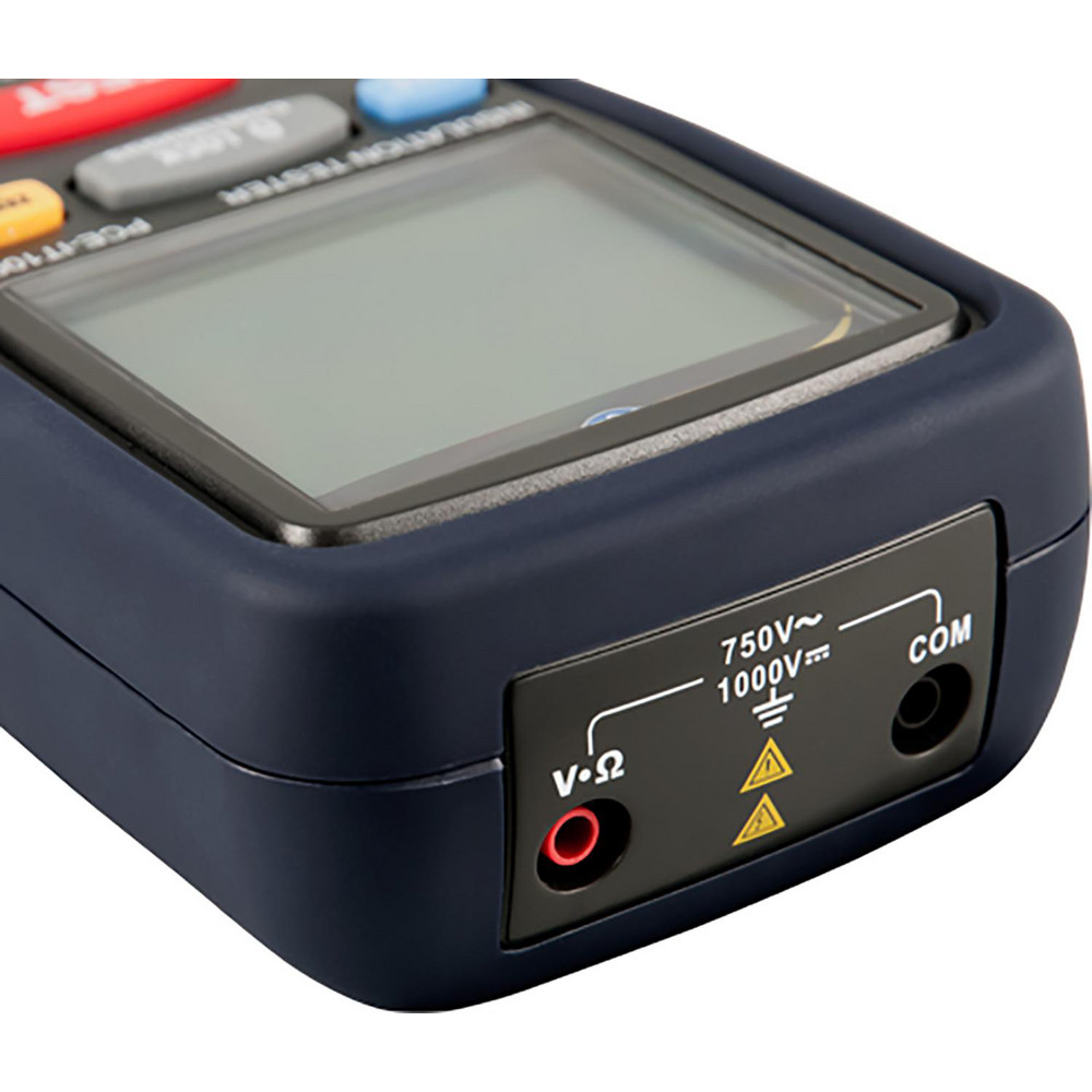 PCE Instruments Electrical Insulation Resistance Testers & Megohmmeters; Display Type: Digital LCD; Power Supply: Battery Operated Megohmmeters; Resistance Capacity (Megohm): 4000; Maximum Test Voltage: 1000 V; Amperage: 200.0000; Overall Length: 7.90; Overall Height: 3.6 in; Overall Width: 2 - PCE-IT100