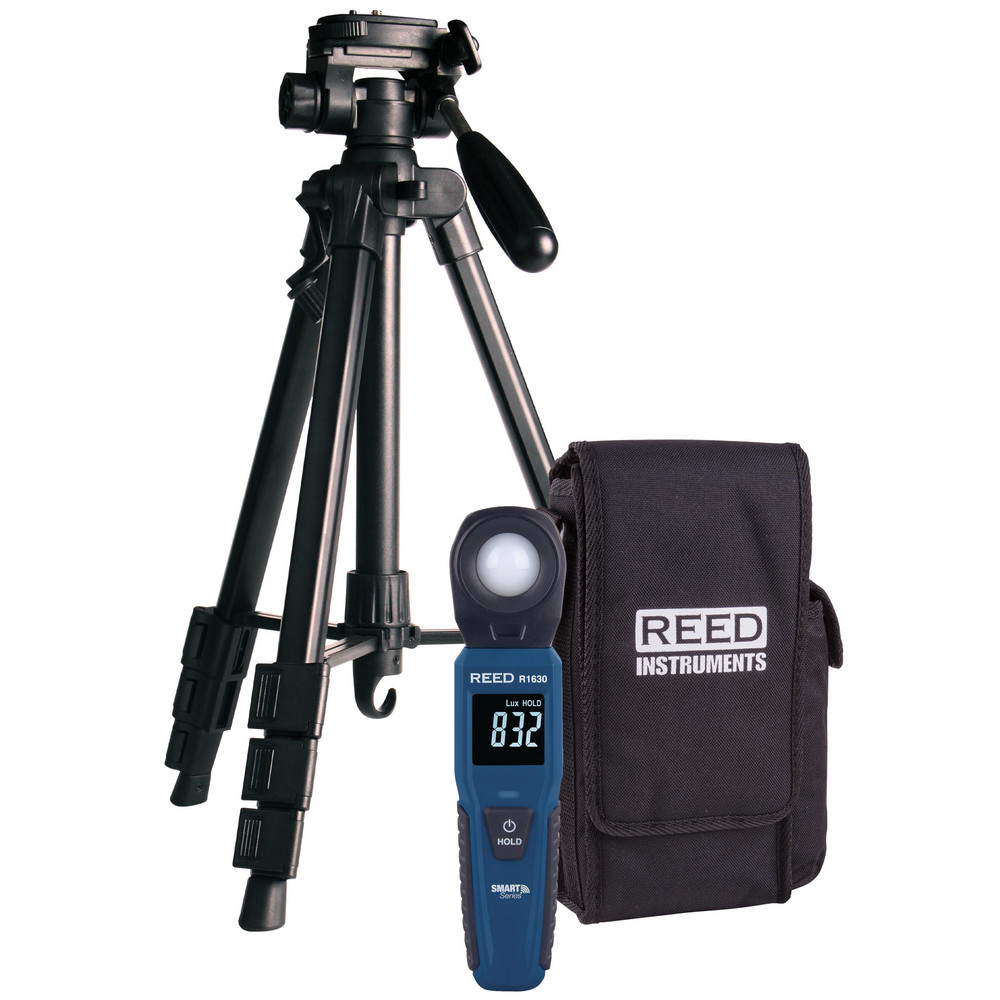 REED Instruments Light Meters: Compatible Lighting: Incandescent, Daylight, Light, Fluorescent, Halogen, Mercury; Maximum Measurement: 100,000 Lux (9290 Fc); Minimum Measurement: 0 (Lux, Fc); Accuracy: ±(5% rdg.+ 10dgt), ±(3.5% rdg.+ 10dgt) - R1630-KIT