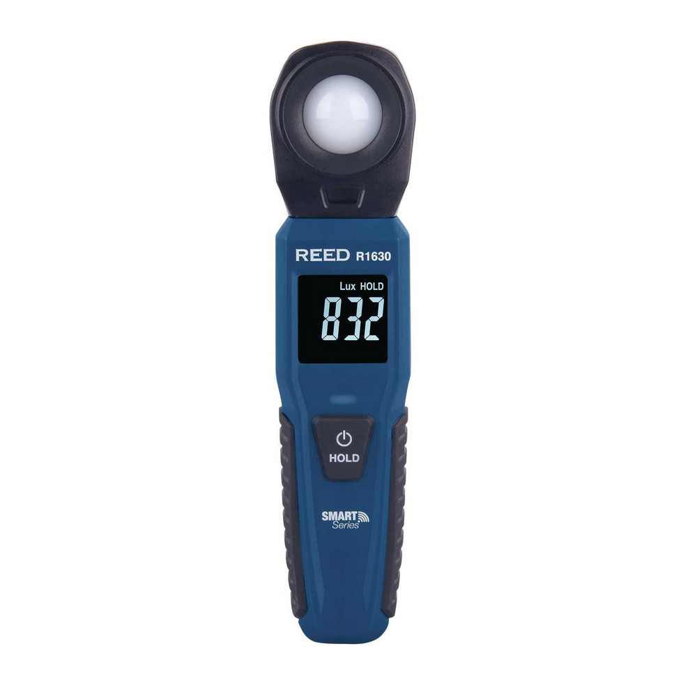 REED Instruments Light Meters: Compatible Lighting: Incandescent, Daylight, Light, Fluorescent, Halogen, Mercury; Maximum Measurement: 100,000 Lux (9290 Fc); Minimum Measurement: 0 (Lux, Fc); Accuracy: ±(5% rdg.+ 10dgt), ±(3.5% rdg.+ 10dgt) - R1630-KIT