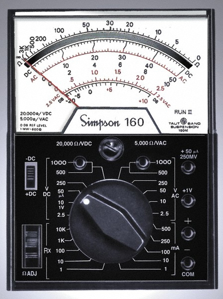 NSI Industries Multimeters: Multimeter Type: Analog; Measures: Amps, DC Voltage, AC Voltage - TES-MT12