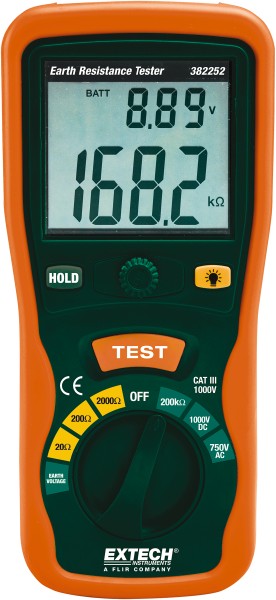 Extech 1/4 to 1,500 k Ohm, Earth Ground Resistance Tester - 382357