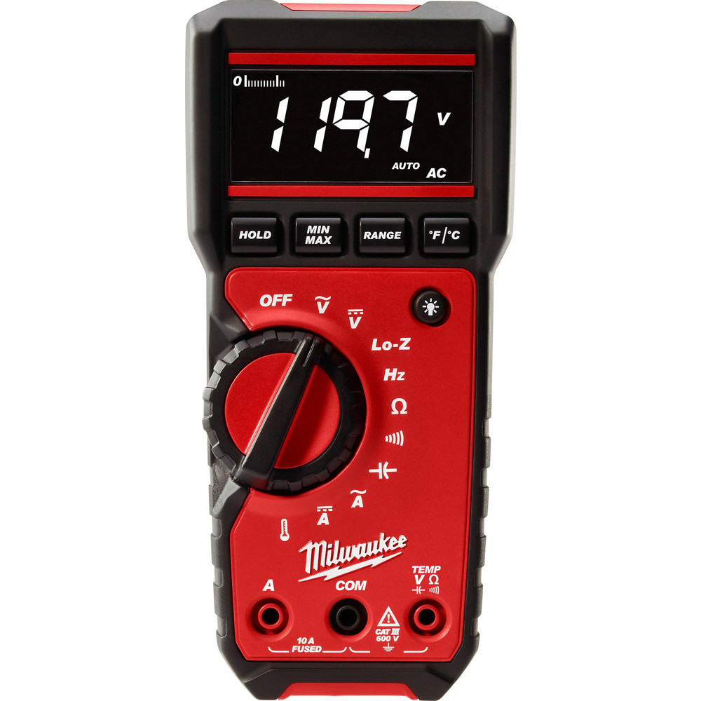 Milwaukee Tool CAT III, Auto Ranging Digital & True RMS Multimeter: 600 VAC/VDC - 2217-20
