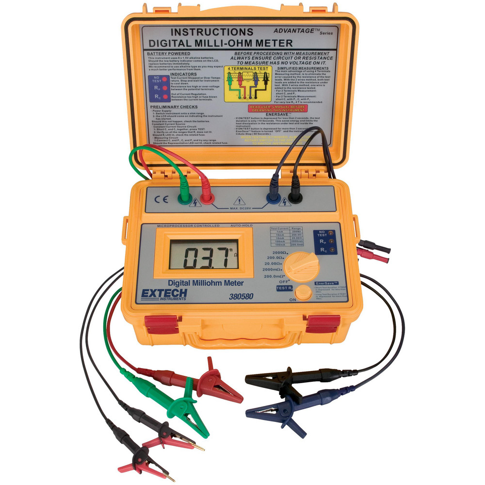 FLIR Megohmmeters: Display Type: LCD; Power Supply: C Batteries; Resistance Capacity (Megohm): 600 Ω; Maximum Test Voltage: 5000 - 380396