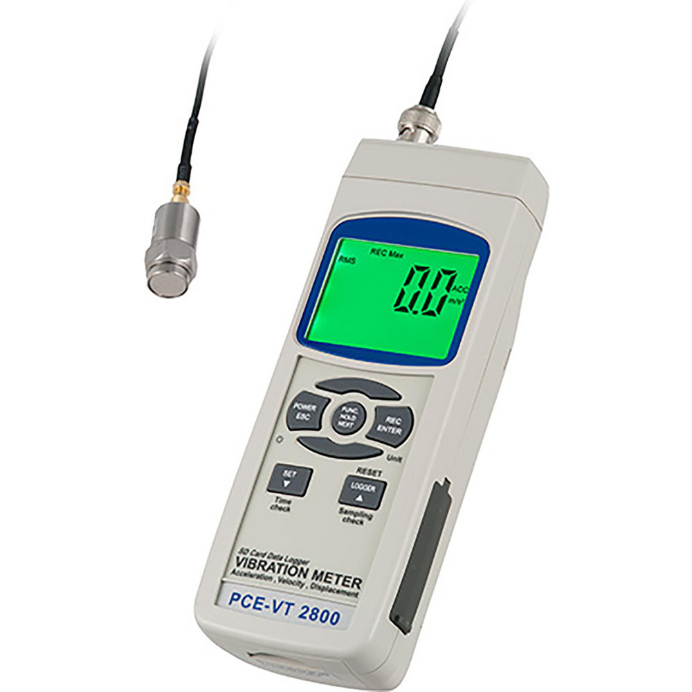PCE Instruments Vibration Meters; Meter Type: Vibration Meter; Vibration Meter Datalogger; Vibration Tester; Vibration Measurement Range: 1-10; Display Type: Graphic LCD, Backlit; Minimum Operating Temperature: -4; Maximum Operating Temperature: 149; Measures: Vibration; Frequency; Acceleration; Velocity - PCE-VT 2800