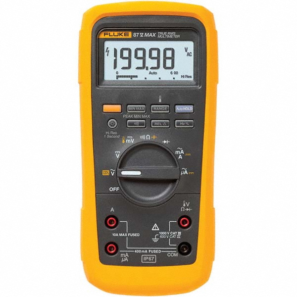 Fluke CAT III & CAT IV, Digital & Digital Clamp Multimeter: 1,000 VDC - FLUKE-87V-MAX/E2 KIT