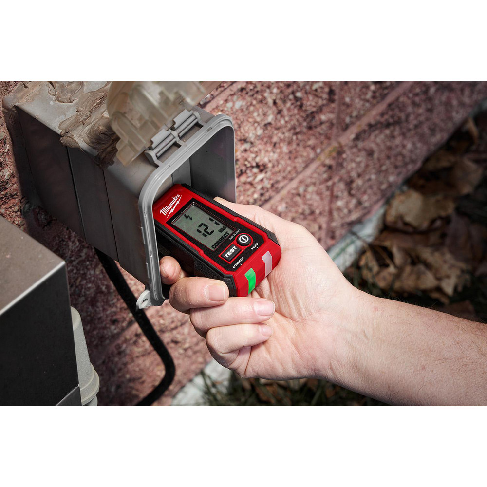 Milwaukee Tool Circuit Continuity & Voltage Testers: Tester Type: Receptacle Tester with GFCI; Minimum Voltage: 0 V; Maximum Voltage: 135V AC; Display Type: Digital LCD - 2224-20