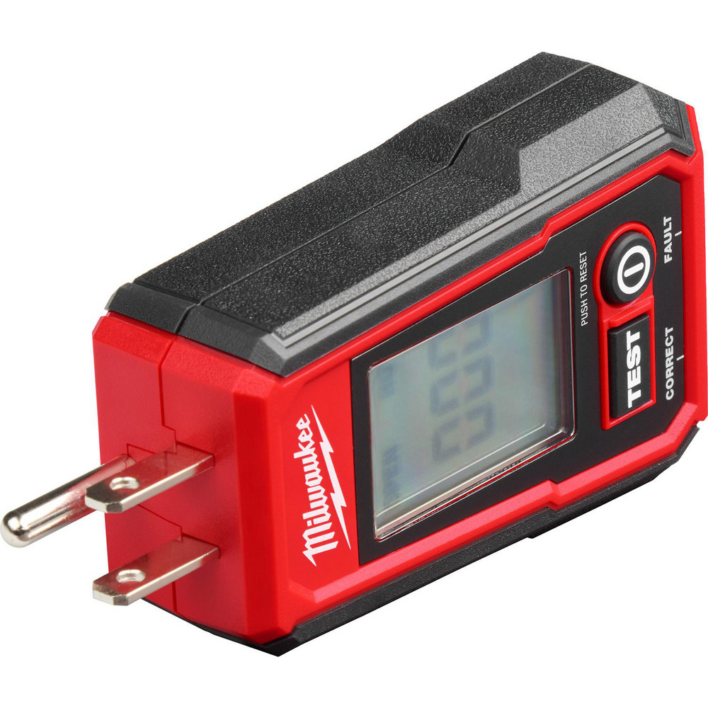 Milwaukee Tool Circuit Continuity & Voltage Testers: Tester Type: Receptacle Tester with GFCI; Minimum Voltage: 0 V; Maximum Voltage: 135V AC; Display Type: Digital LCD - 2224-20