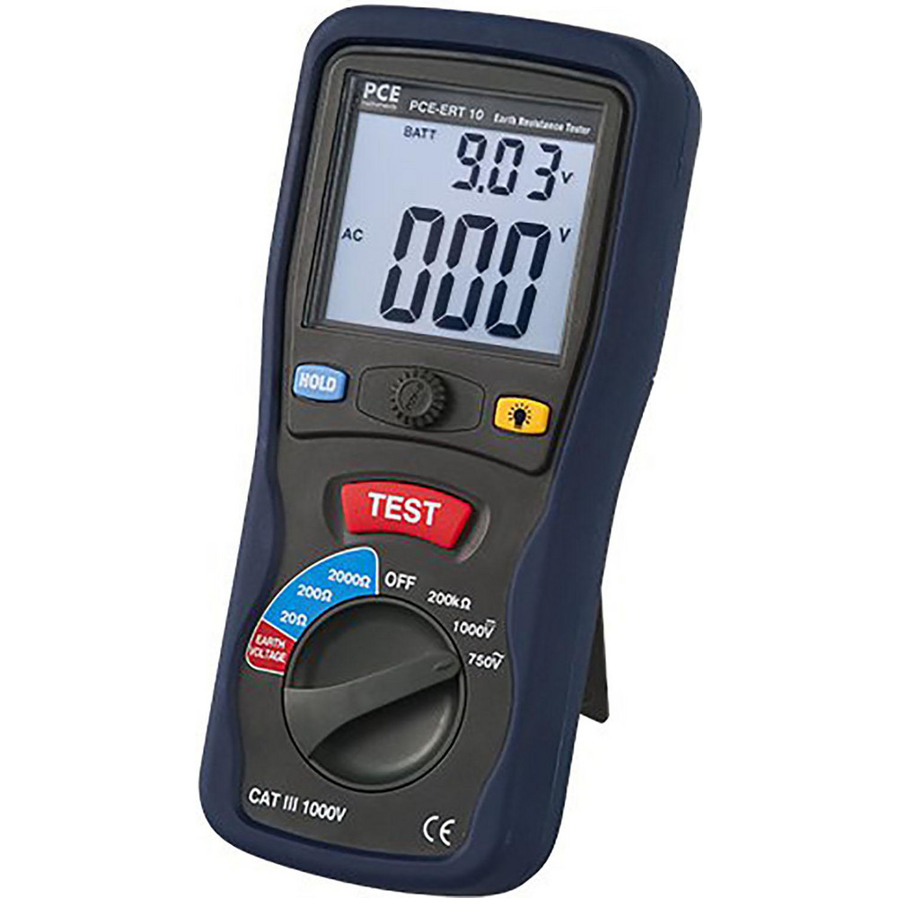 PCE Instruments Earth Ground Resistance Testers; Maximum Earth Ground Resistance (kiloohm): 300; Minimum Earth Ground Resistance (kiloohm): 0.00002; Minimum Resolution: 0.001; Operating Frequency (Hz): 400; Maximum Resolution: 0.002; Cat Rating: CAT III; Accuracy: 5; Amperage: 250.0000; Voltage: 48.00 - PCE-ET 5000