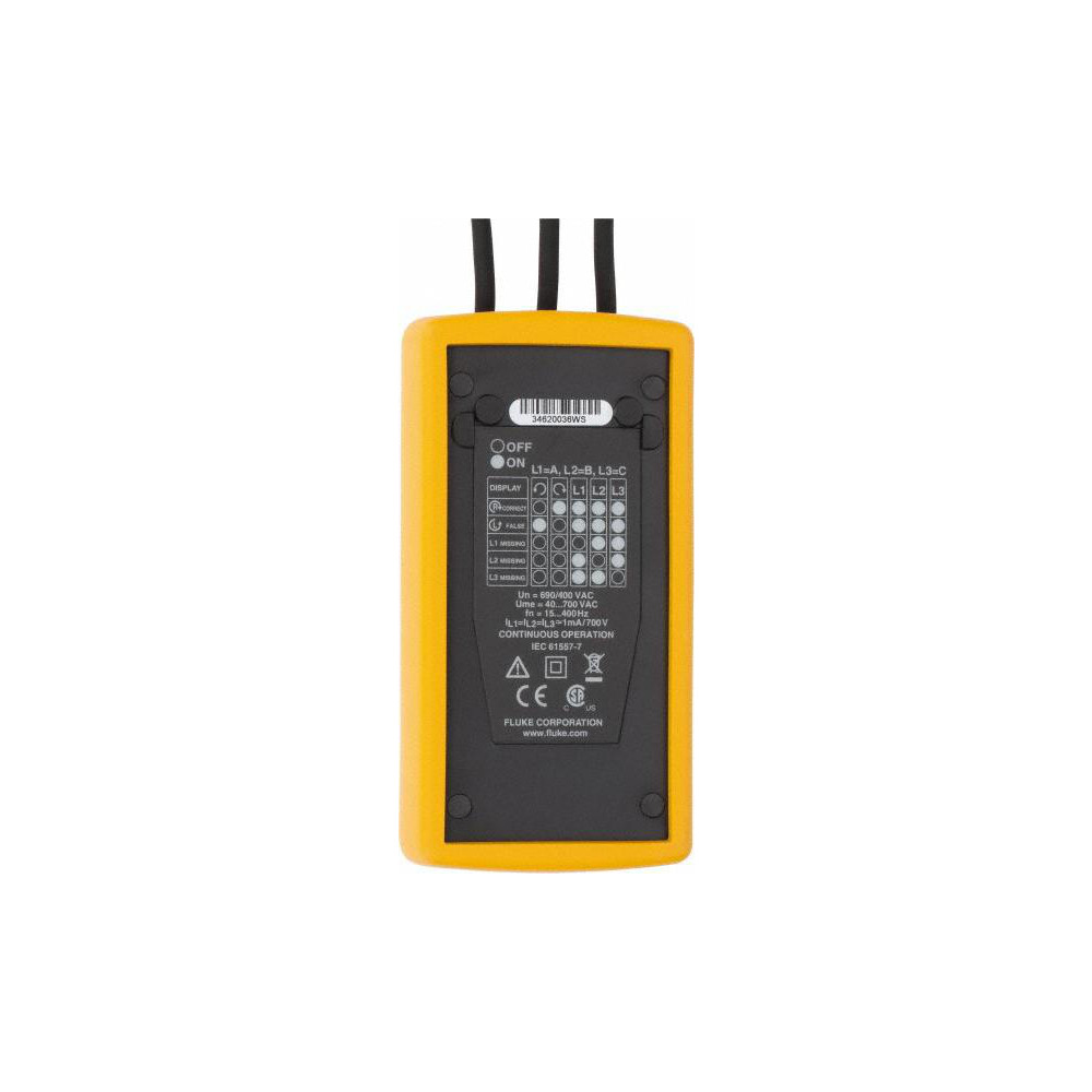 Fluke 3 Phase, 40 to 700 VAC, 15 to 400 Hz, 32 to 104°F, LCD Display Phase Rotation Tester - FLUKE-9040
