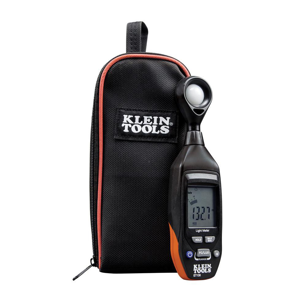 Klein Tools Light Meters; Compatible Lighting: Light; Maximum Measurement (FC): 4000; Maximum Measurement (Lux): 40000 lx; Minimum Measurement: 0.0 lx; Minimum Measurement (FC): 0; Minimum Measurement (Lux): 0; Accuracy ± (%): +/- 5 % reading +/-10 digits @ 10,000 Lux; Maximum Measurement (RPM): 40000 lx - ET130