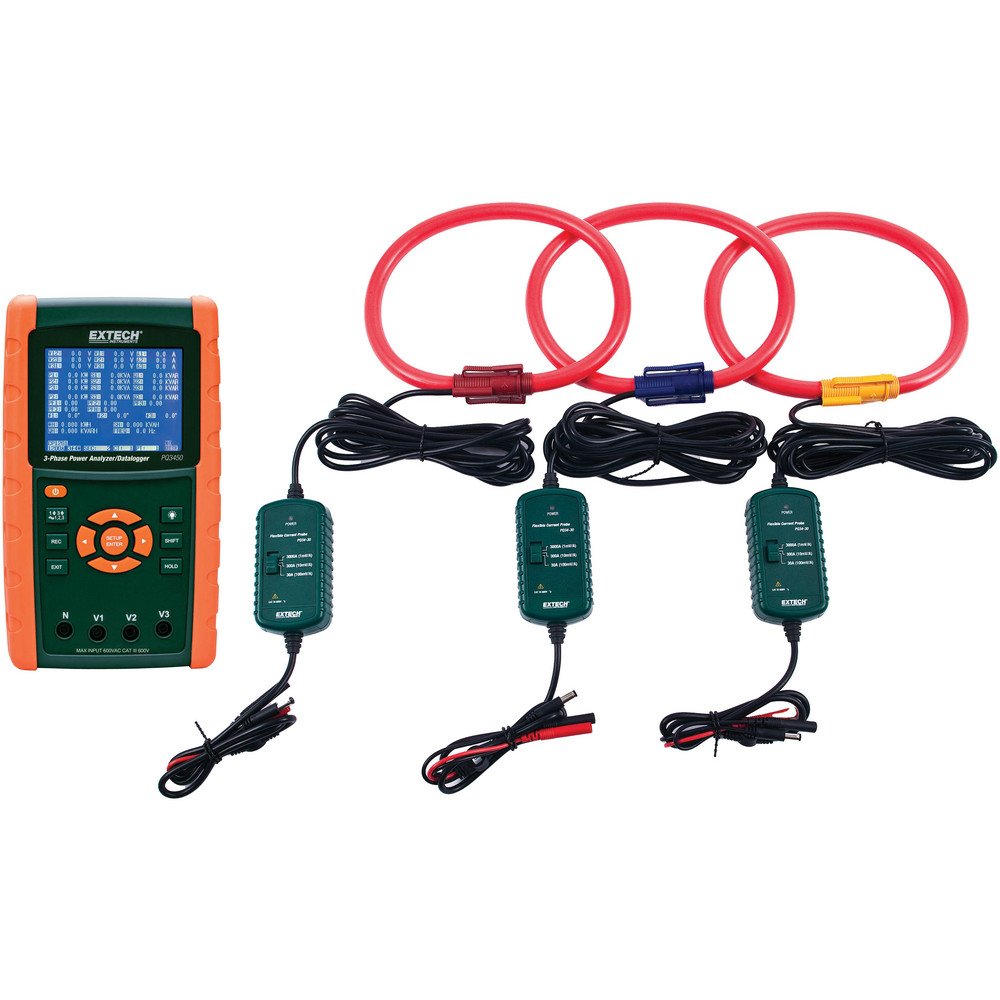 FLIR Power Meters & Analyzers: Meter Type: Power Analyzer/Datalogger; Application: 3-phase power analyzer/data logger capable of logging up to 30,000 sets of measurements; Maximum Current Capability (A): 3000.00 - PQ3450-30-NIST