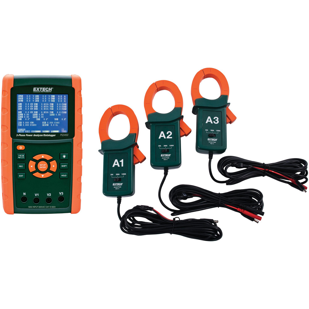 FLIR Power Meters & Analyzers: Meter Type: Power Analyzer/Datalogger; Application: 3-phase power analyzer/data logger capable of logging up to 30,000 sets of measurements; Maximum Current Capability (A): 3000.00 - PQ3450-30-NIST