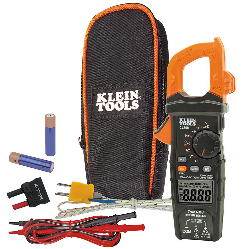 Klein Tools HVAC Clamp Meter: CAT III, 1.61" Jaw, Clamp On Jaw - CL320