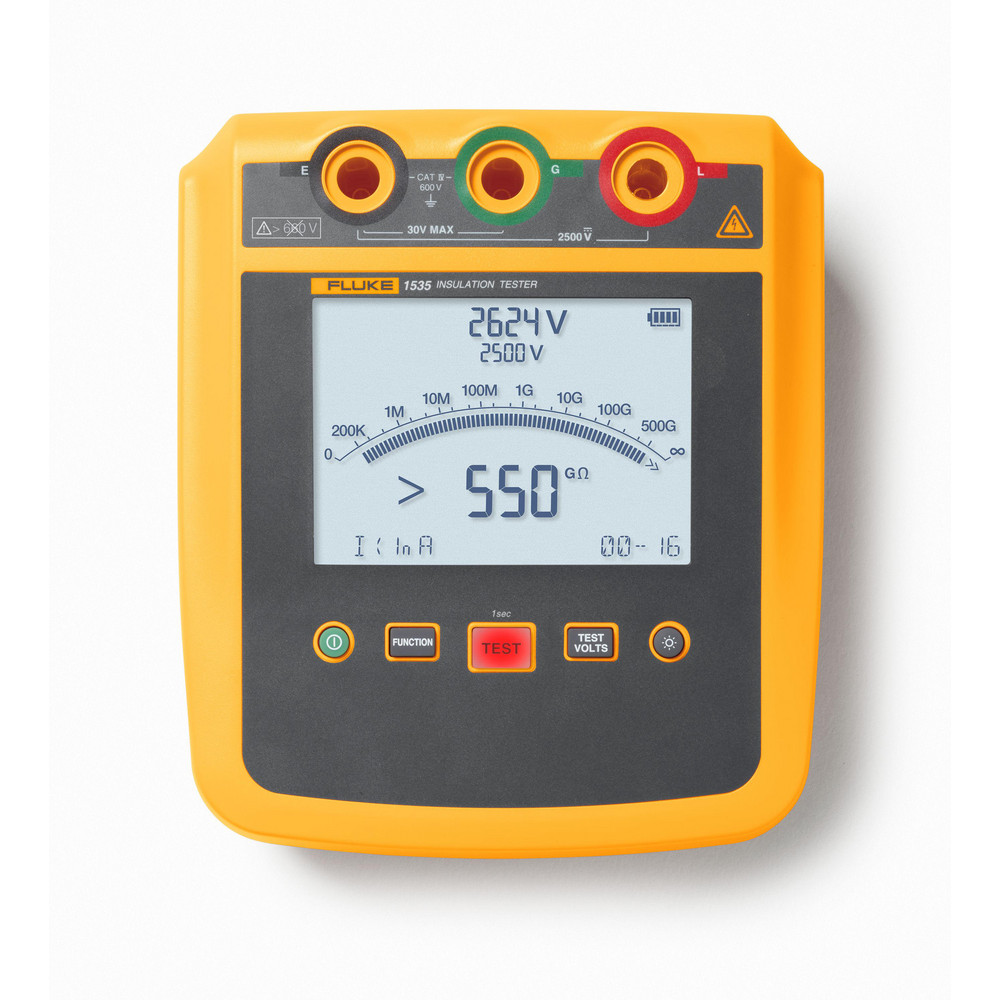 Klein Tools Megohmmeters: Display Type: LCD; Power Supply: AA Batteries; Resistance Capacity (Megohm): 4000; Maximum Test Voltage: 1000 - ET600