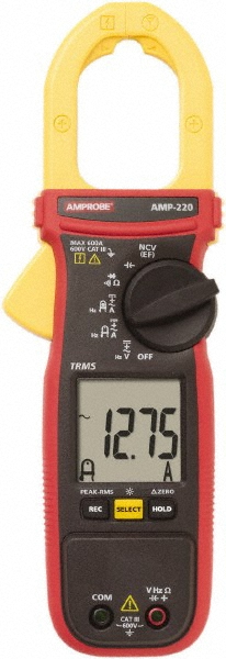 Milwaukee Tool Clamp Meter: CAT III, 1.3" Jaw, Clamp On Jaw - 2237-20