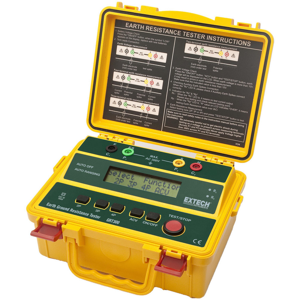 PCE Instruments Earth Ground Resistance Testers: Maximum Earth Ground Resistance (kiloohm): 2; Minimum Earth Ground Resistance (kiloohm): 0.020; Minimum Resolution: 0.10; Maximum Resolution: 1; Operating Frequency (Hz): 400 - PCE-ERT 10