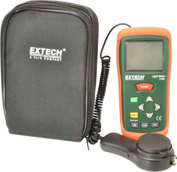 Extech 9 Volt Battery, 5,000 FC, LCD Display, Color Corrected Photodiode, Light Meter - 401025