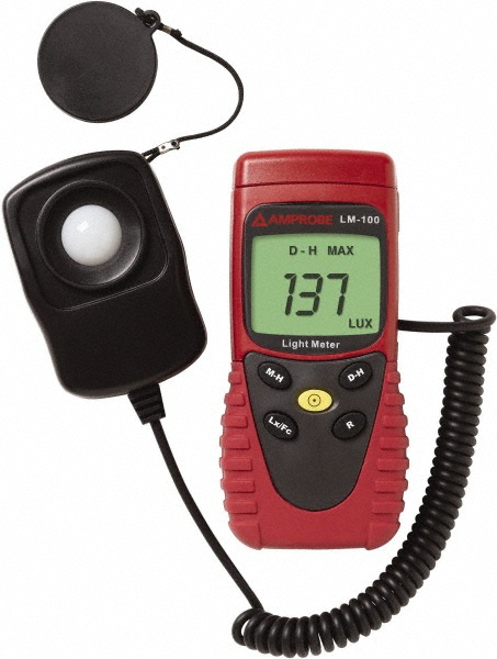 Extech 9 Volt Battery, 5,000 FC, LCD Display, Color Corrected Photodiode, Light Meter - 401025