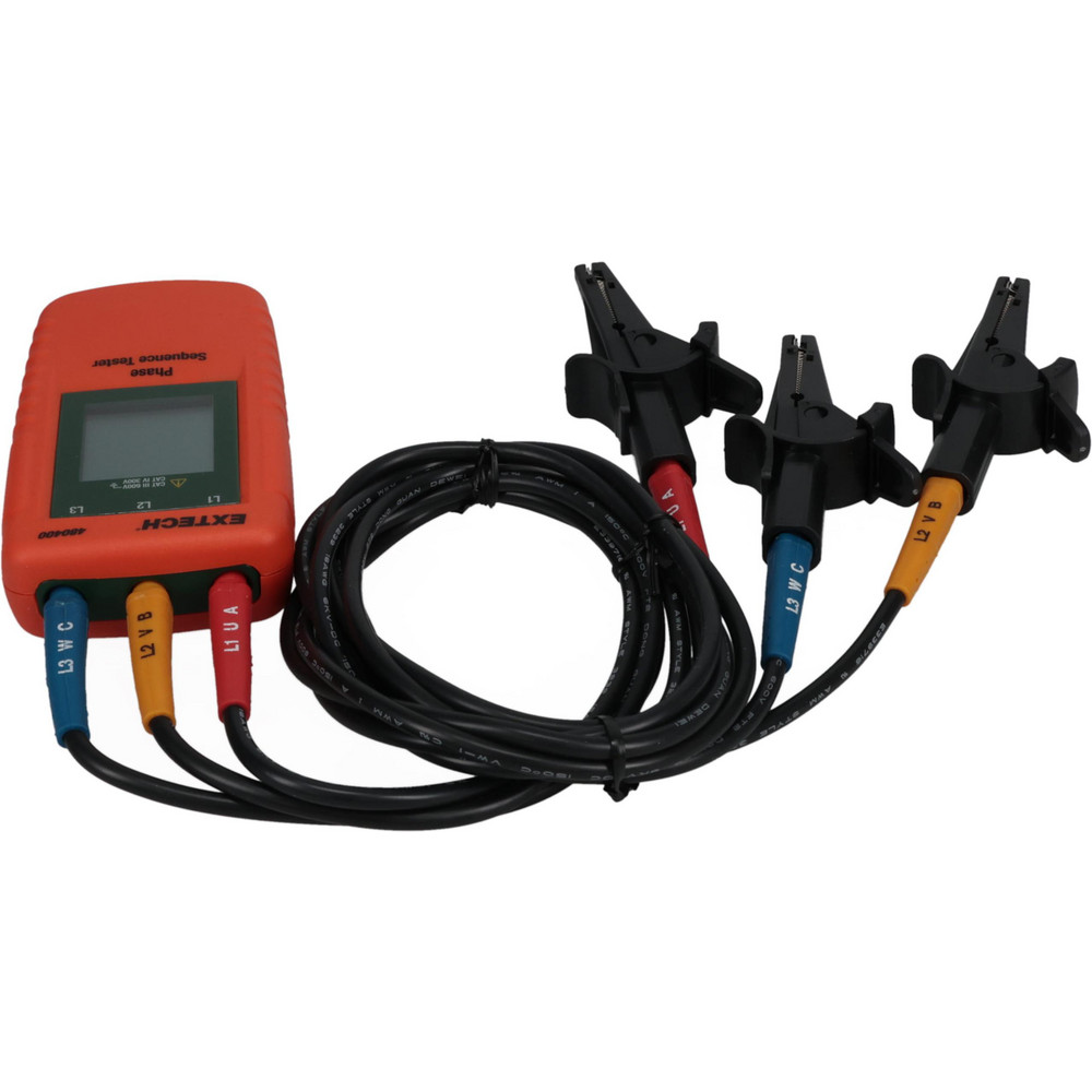 Extech 3 Phase, 40 to 600 VAC, 15 to 400 Hz, 32 to 104°F, LCD Display Phase Rotation Tester - 480400