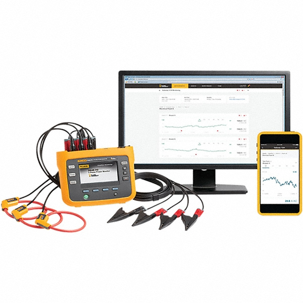Extech 3 Phase, 600 VAC, 200 to 3,000 Amp Capability, 45 to 65 Hz Calibration, LCD Display Power Meter - PQ3450