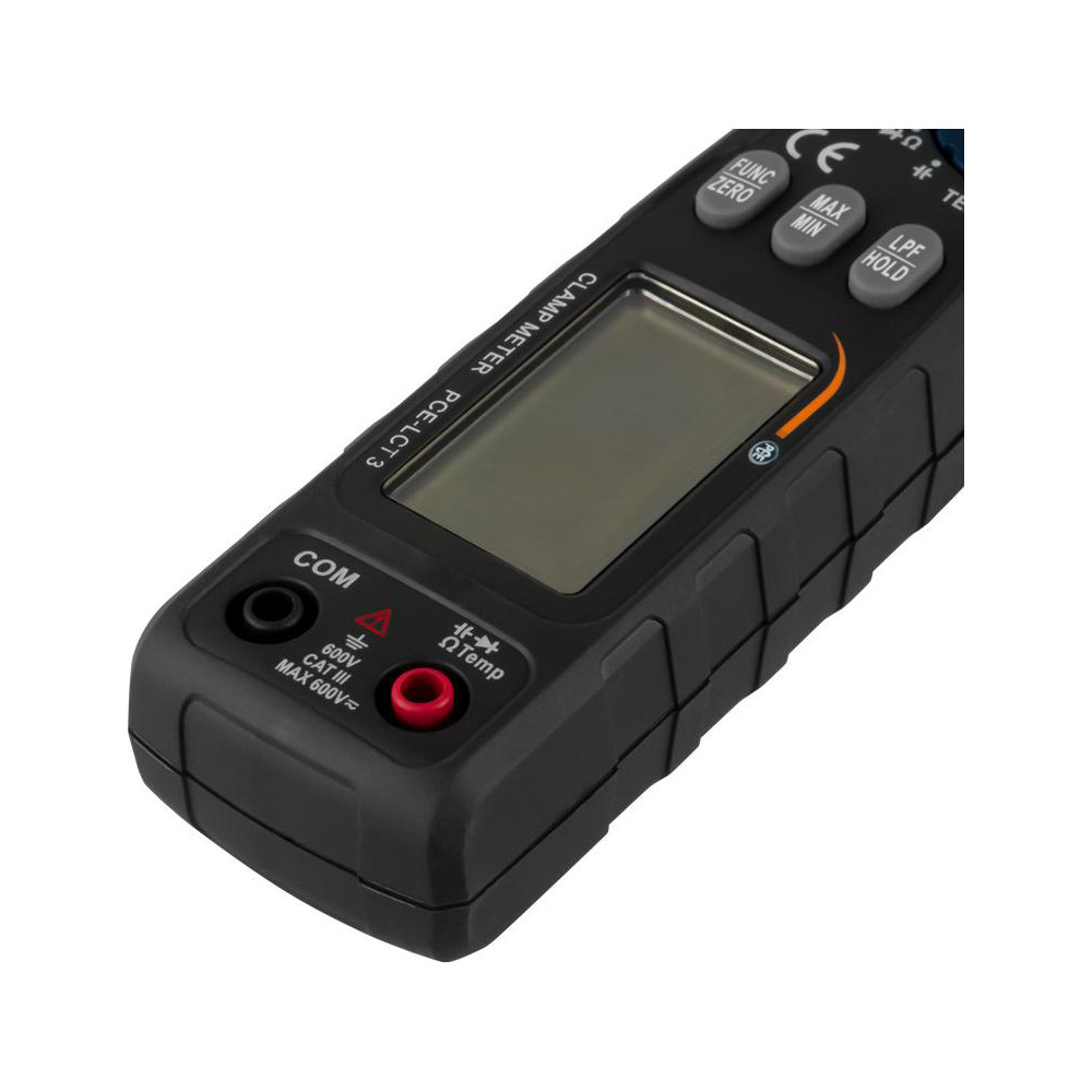 PCE Instruments Compact Manual Ranging & Voltage Clamp Meter: CAT I CAT II & CAT III, 1.1811" Jaw, C-Clamp & Curved Jaw - PCE-LCT 3
